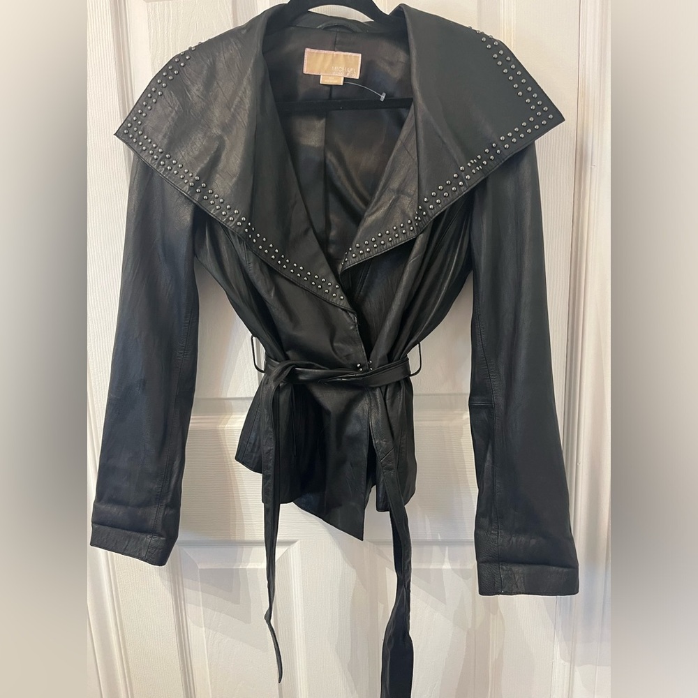 Michael Kors Leather Jacket with silver studs